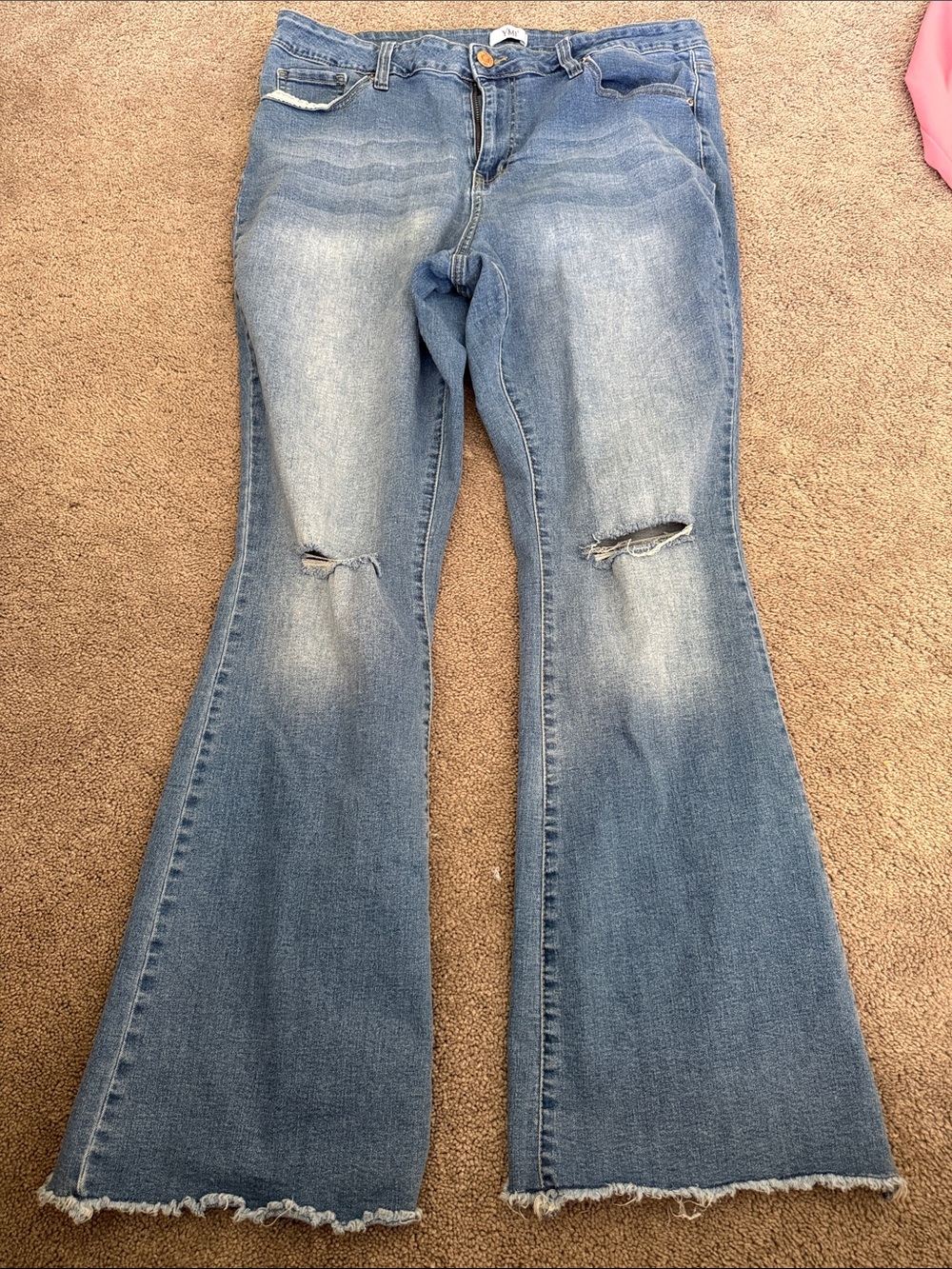 YMI Medium Blue Distressed Flare Jeans